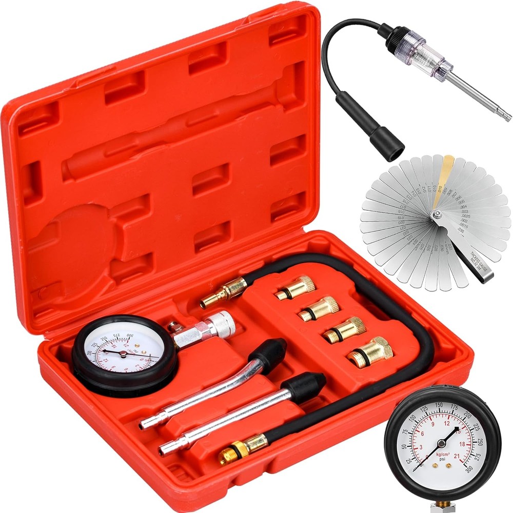 10 Pieces Engine Compression Tester kit with Spark Plug Tester and Metric Imperi