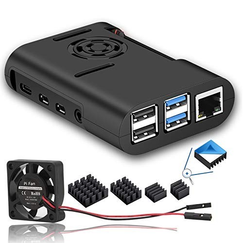 Raspberry Pi 4B Case with Cooling Fan & Heatsink - Durable Protection & Ventilat
