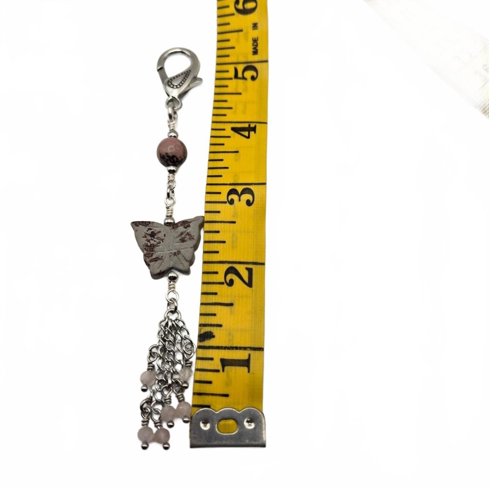 Handmade Gemstone Purse Charm Zipper Pull Butterfly