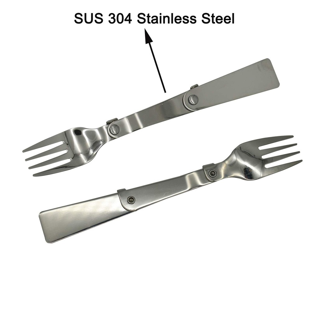 Maydahui 6 PCS Foldable Spoon Fork Portable Camping 6.3*1.4inch, Silver