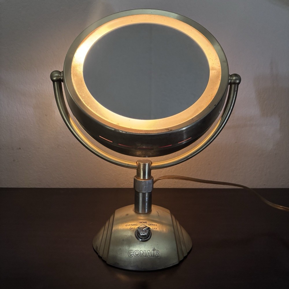 Conair Illuminated Brushed Brass 5X/1X Magnification Mirror 9” Model BE6BFV