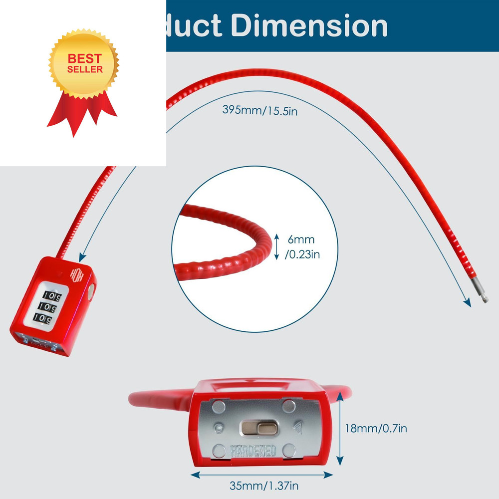 HOX 3 Digit Combination Gun Lock, 3-Pack Cable Lock for Pistols 3 Pack, Red