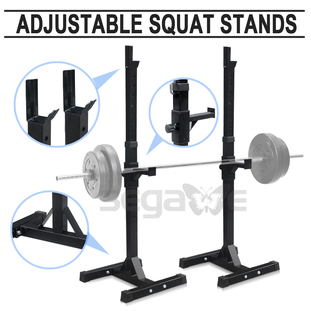 Adjustable Rack Standard Solid Steel Squat Stands Barbell Bench Press Exercise