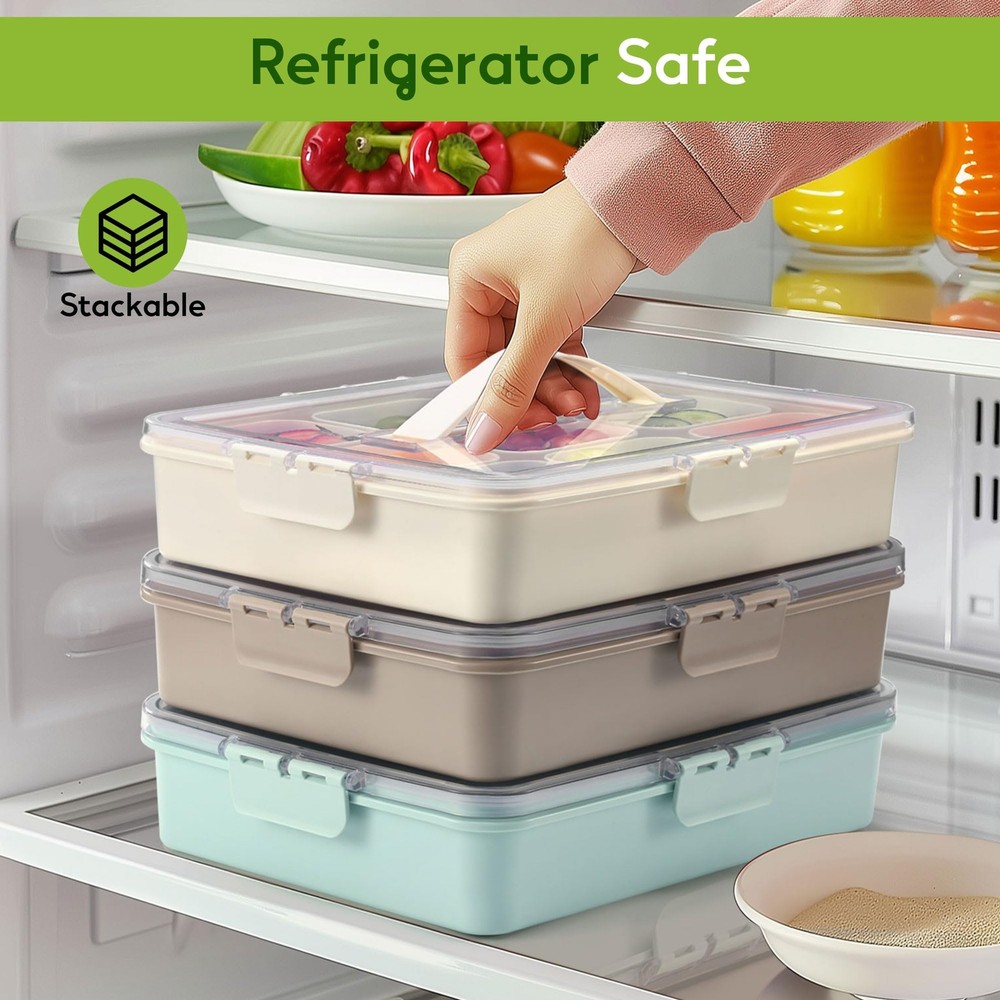 Snackle Box Container for Adults with 9 Compartment, Divided Serving White