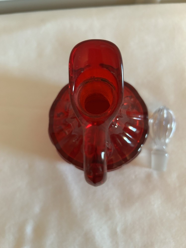 Fenton for L.G. Wright S Repeat Ruby Red Cruet with Clear Stopper MCM Vintage