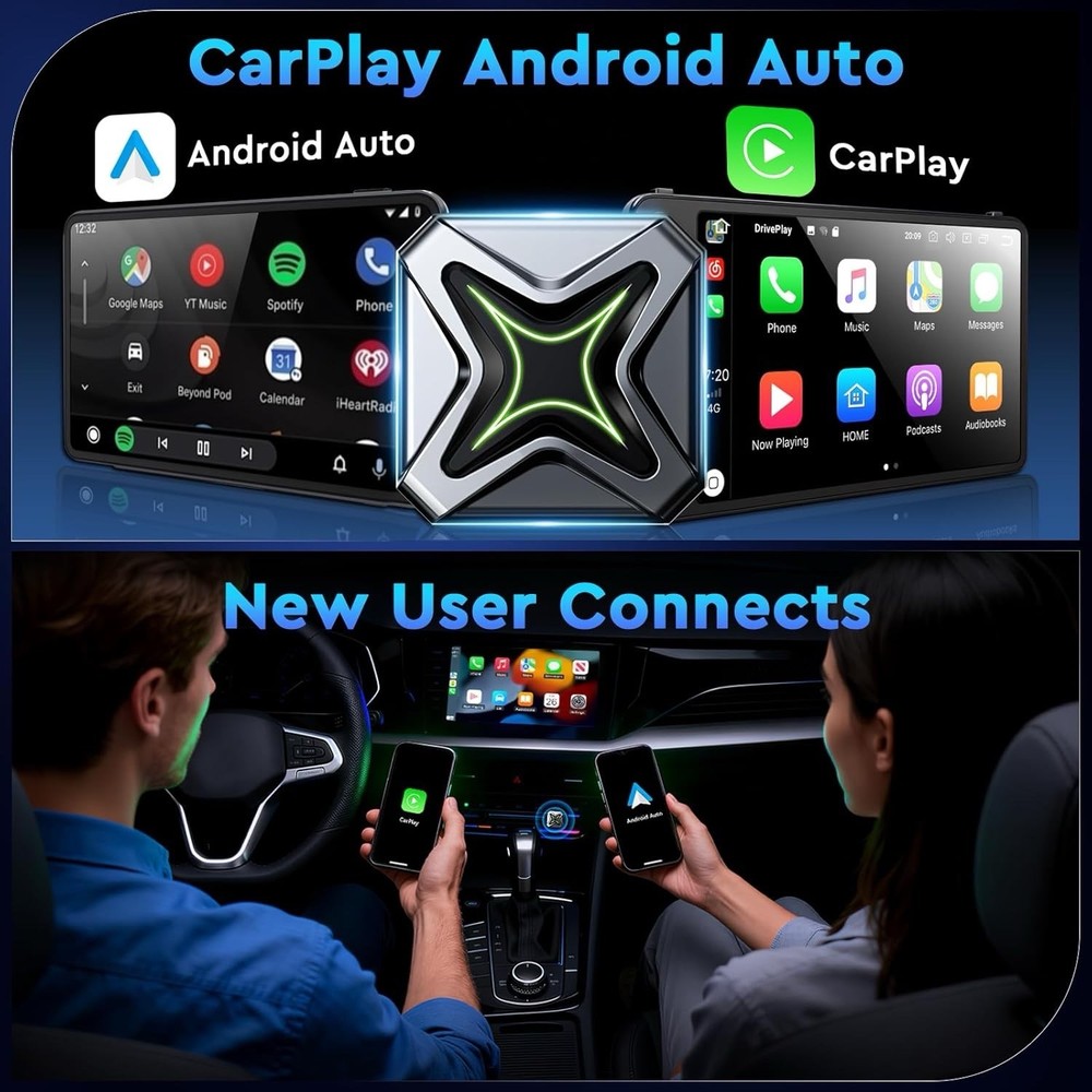 Wireless CarPlay Adapter with Button Control, 5s Fast Auto-Reconnect