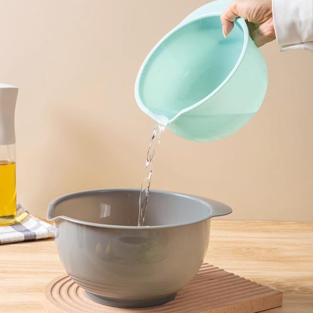 Nesting Plastic Mixing Bowls, Set Of 3, 1.5 quart, 2 quart, 2.5quart, Nesting...
