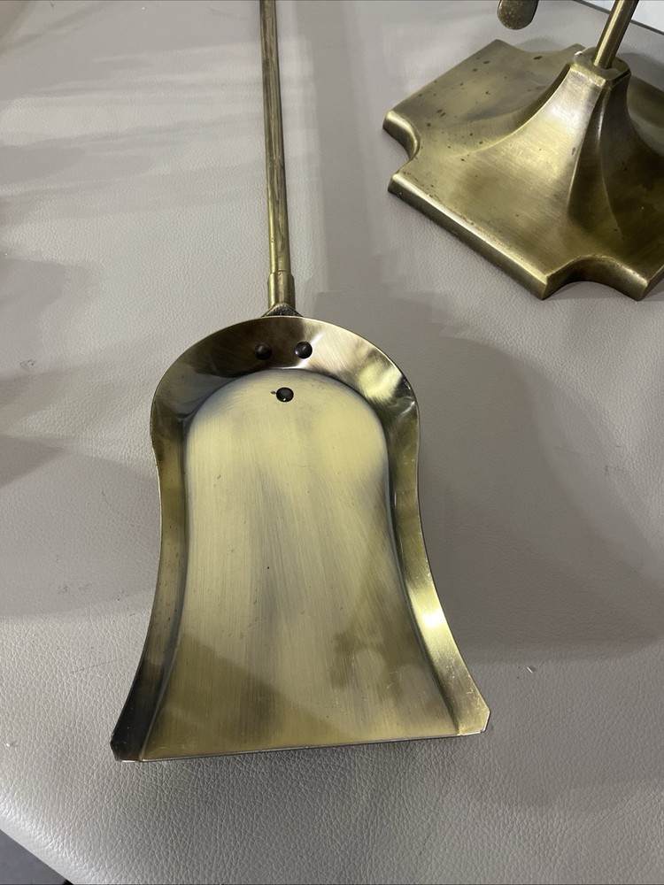 Antique Brass Fireplace Set, 5 Piece