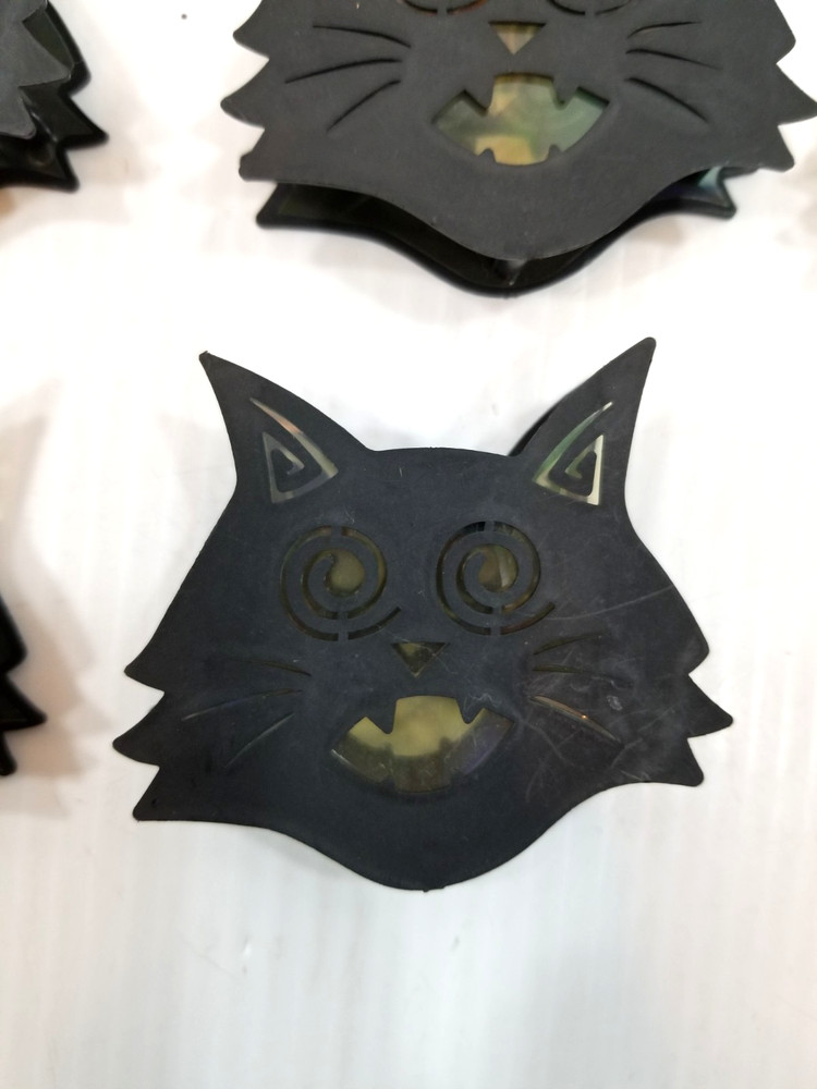 Set of 10 Halloween Solid Black Cat String Light Plastic Covers Only
