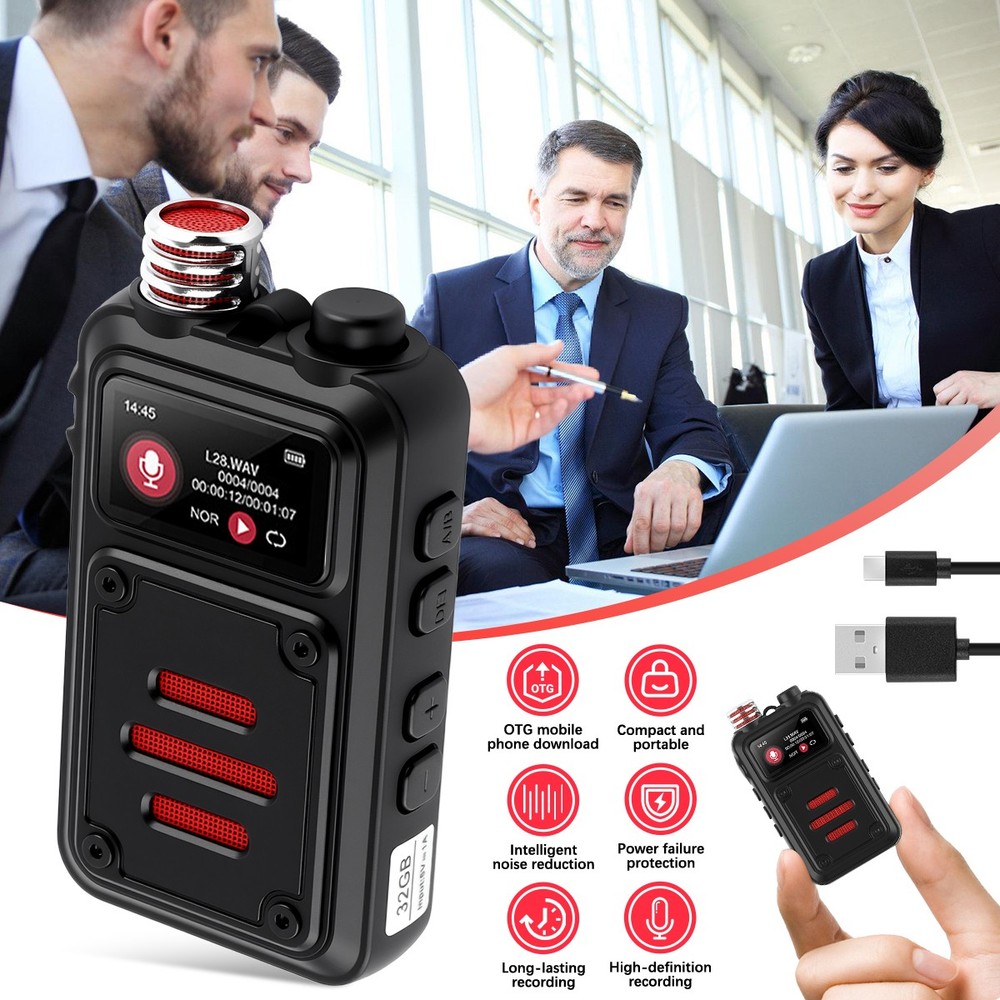 Mini Voice Activated Recorder Digital Audio 32GB MP3 Player Dictaphone Device