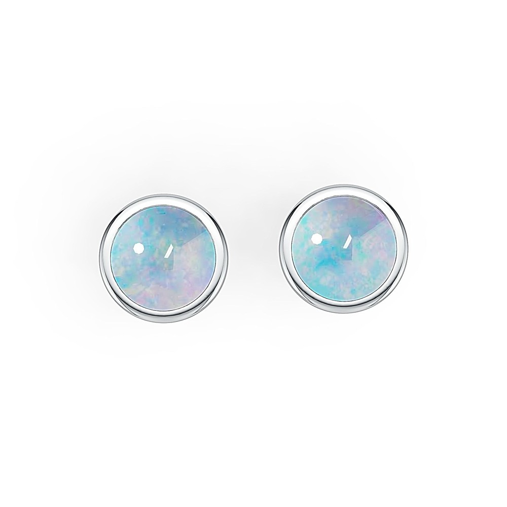 Sterling Silver Semi Mount Earrings Setting Round RD 8x8mm Cabochon Stud