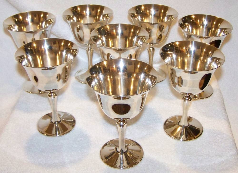 DE UMBERTI ITALY SILVER WINE GOBLETS - 8