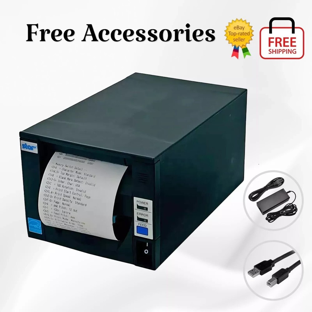 BUNDLE Star FVP10 Front Loading Direct Thermal POS Receipt Ticket Printer USB