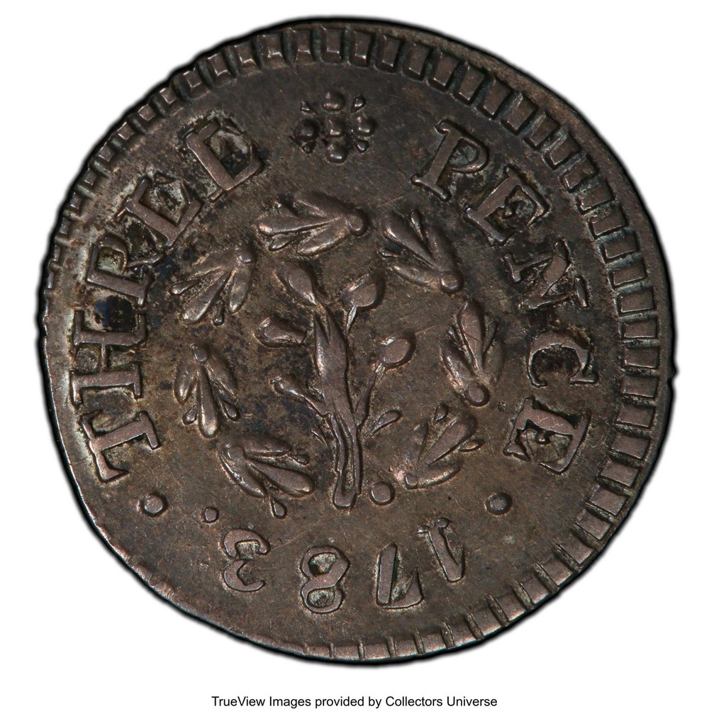 1783 CHALMERS 3PENCE PCGS AU 55