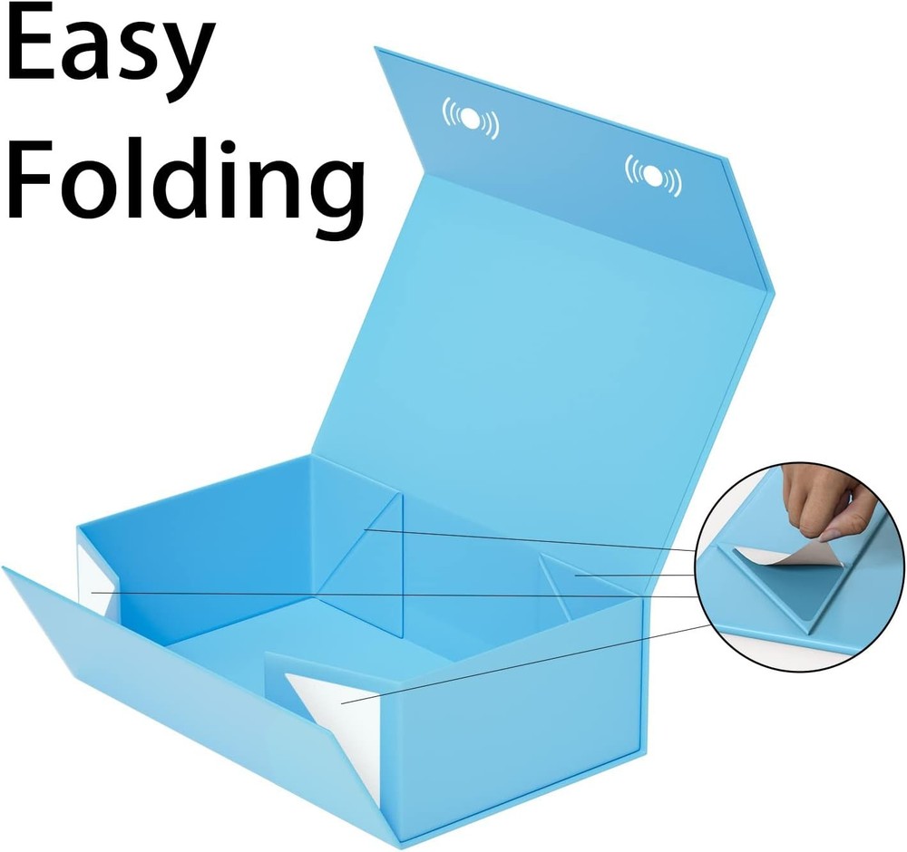 Gift Box Blue Magnetic Closure Collapsible Packaging