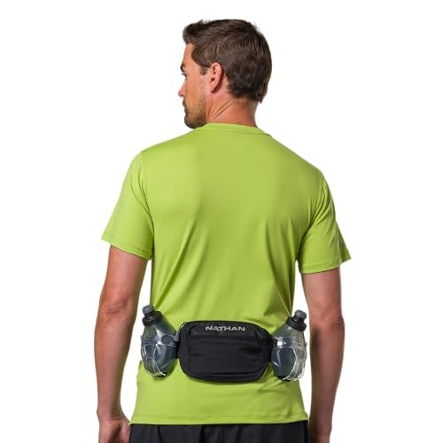 Running Belt Hydration with Flasks, Storage Pockets, Trail Mix Black Regular