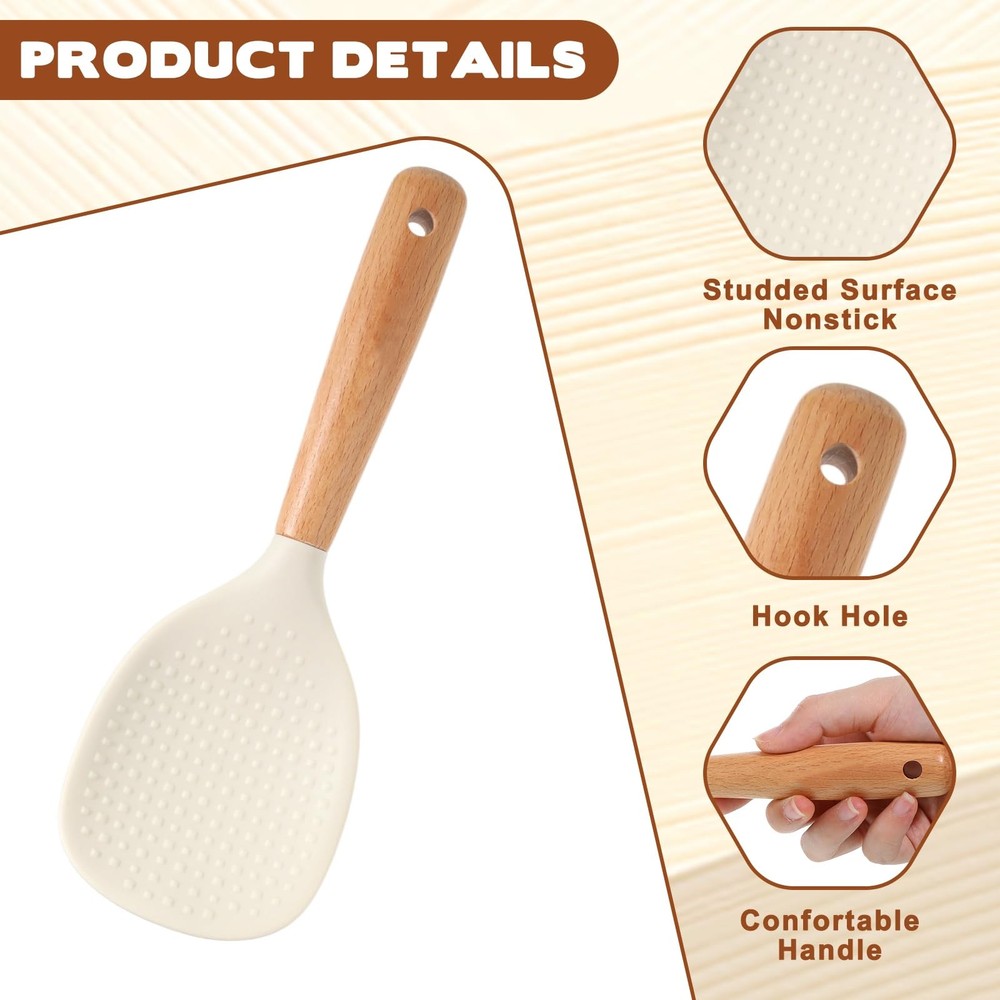 White Standing Silicone Rice Spoon Paddle, Non-stick one size,