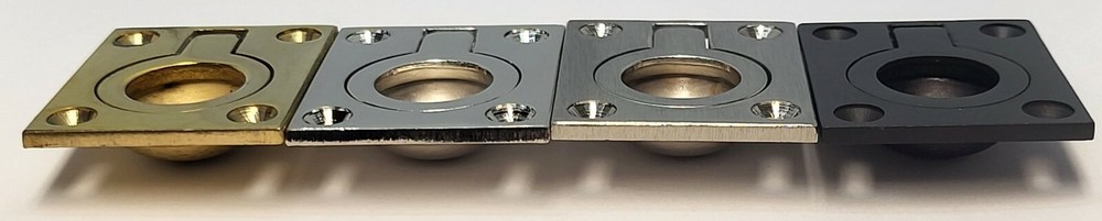Solid Brass Flush Ring Pull modern hidden knob handle nickel mid century modern