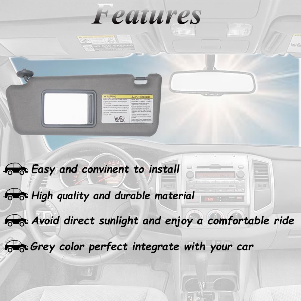 ATPSTOGO Left Driver Side Sun Visor Replacement Side, Gray