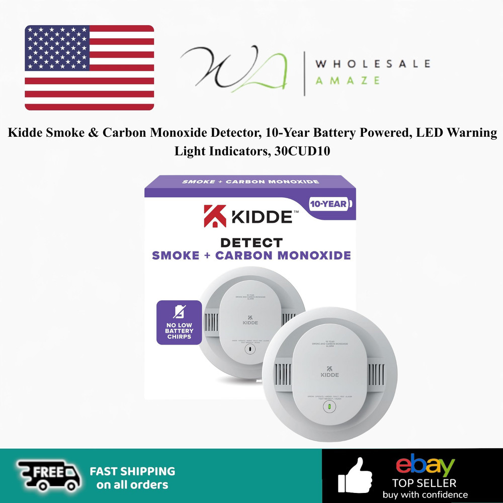 Kidde Smoke & Carbon Monoxide Detector, LED Warning Light Indicators, 30CUD10