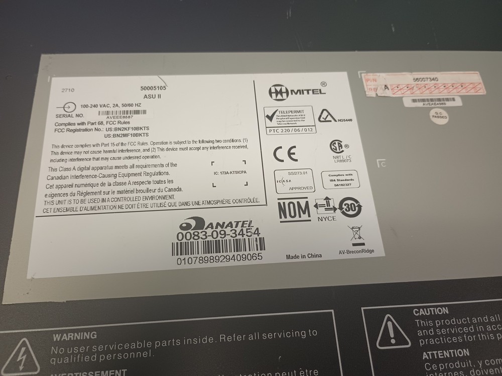 Mitel ASU II No Cards
