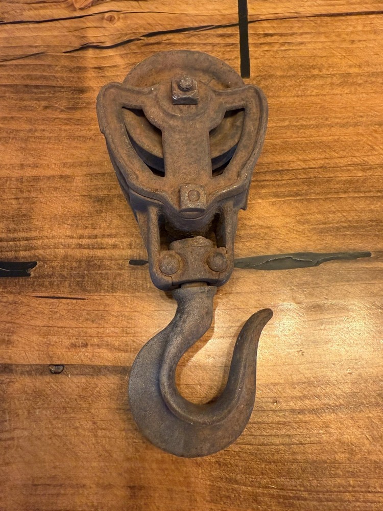 Vintage Rustic Cast Iron Block & Tackle Pulley