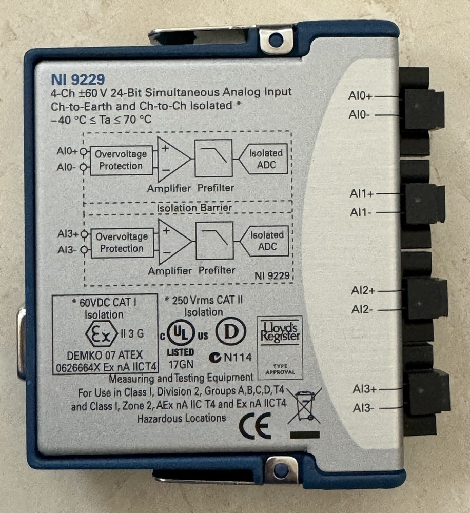 National Instruments NI-9229 Analog Input Module +/- 60V 24bit