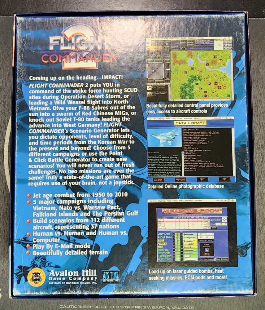 Vintage Flight Commander 2 PC Software Game Includes disks & Original Papers!