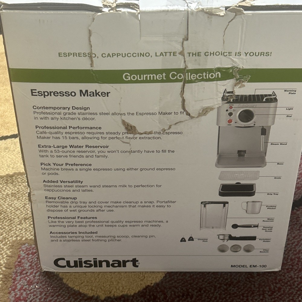 CUISINART ESPRESSO MAKER Stainless Steel OPEN BOX