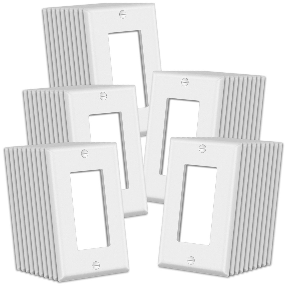 CML Matte White Decorator Wall Plates, 50 Pack Electrical Outlet Receptacle C...