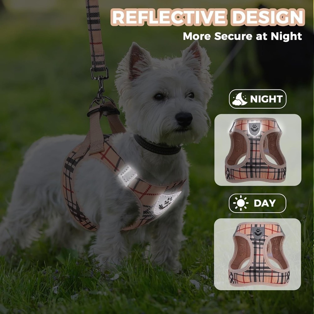 Dog Harness & Leash Set Step in No Pull Soft Pet Harness Reflective Adjustable