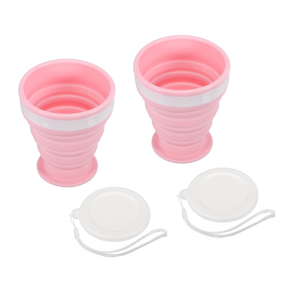 Folding water bottle, 2pcs 200mL, pink