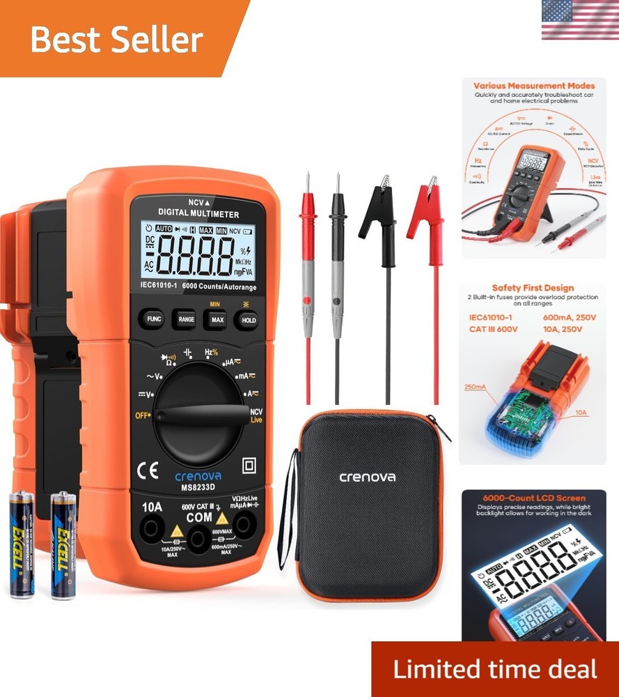 Compact MS8233D Multimeter for Accurate AC/DC Measurements & Non-Contact Testing