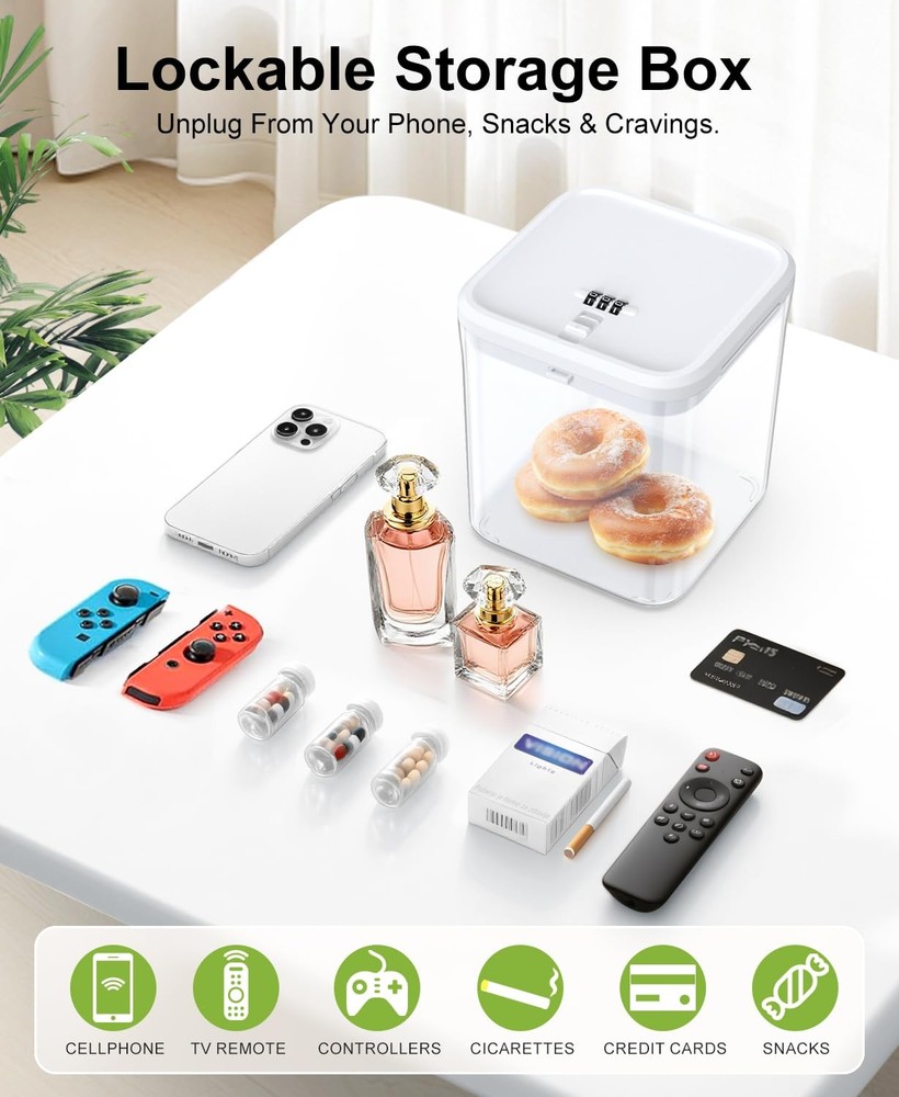 Lockable Storage Box with Combination Code - Secure Medicine Safe, Jail & Sna...