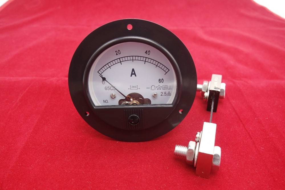 1X Round Analog Ammeter Panel AMP Current Meter Dia. 90mm with shunt DC 0-60A
