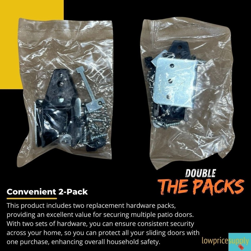 2 Pack Security Bar Mounting Hardware, Replacement Hardware Packs for Patio Door