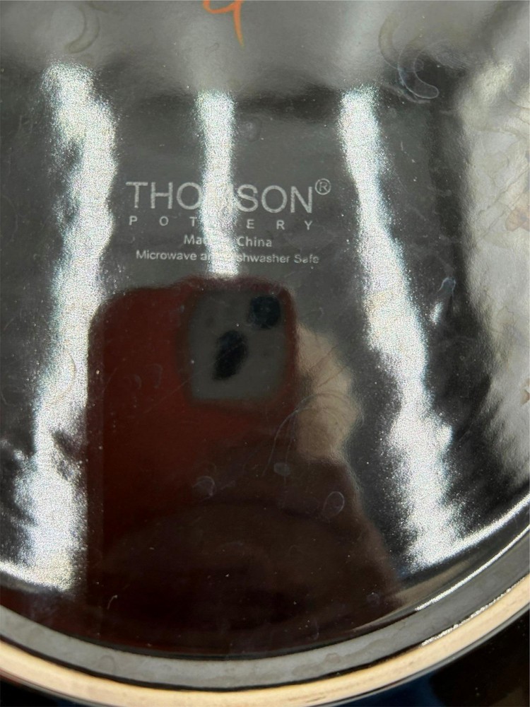 4) THOMSON POTTERY DINNER PLATES RIPPLE NIGHT BLACK