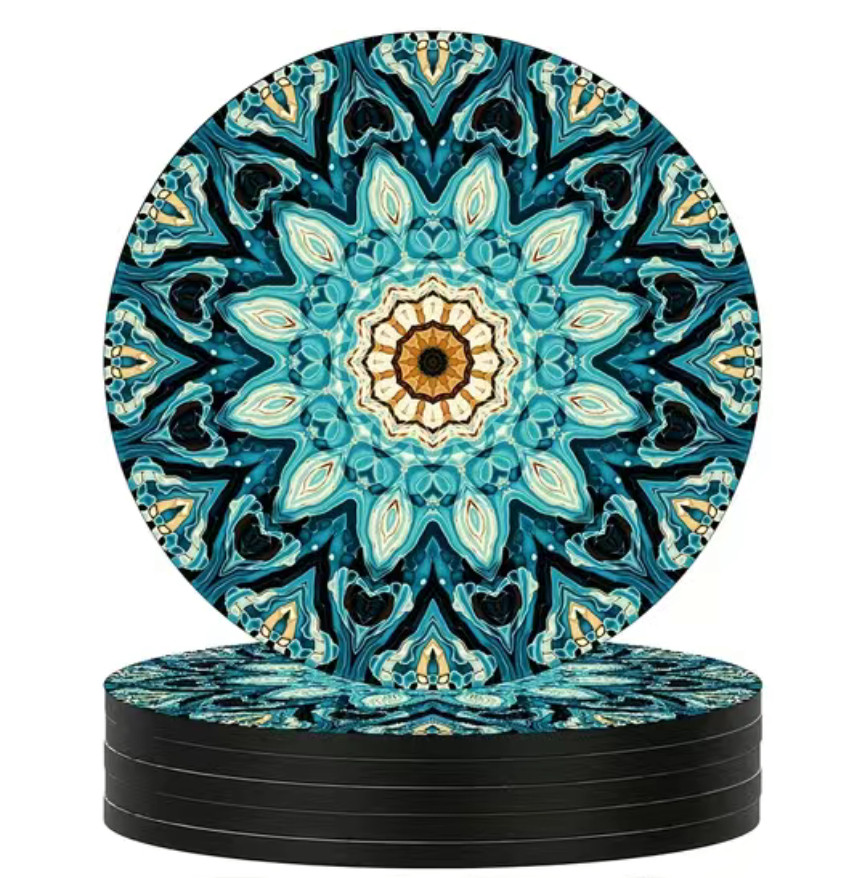 Absorbent Rubber Boho Coasters Assorted