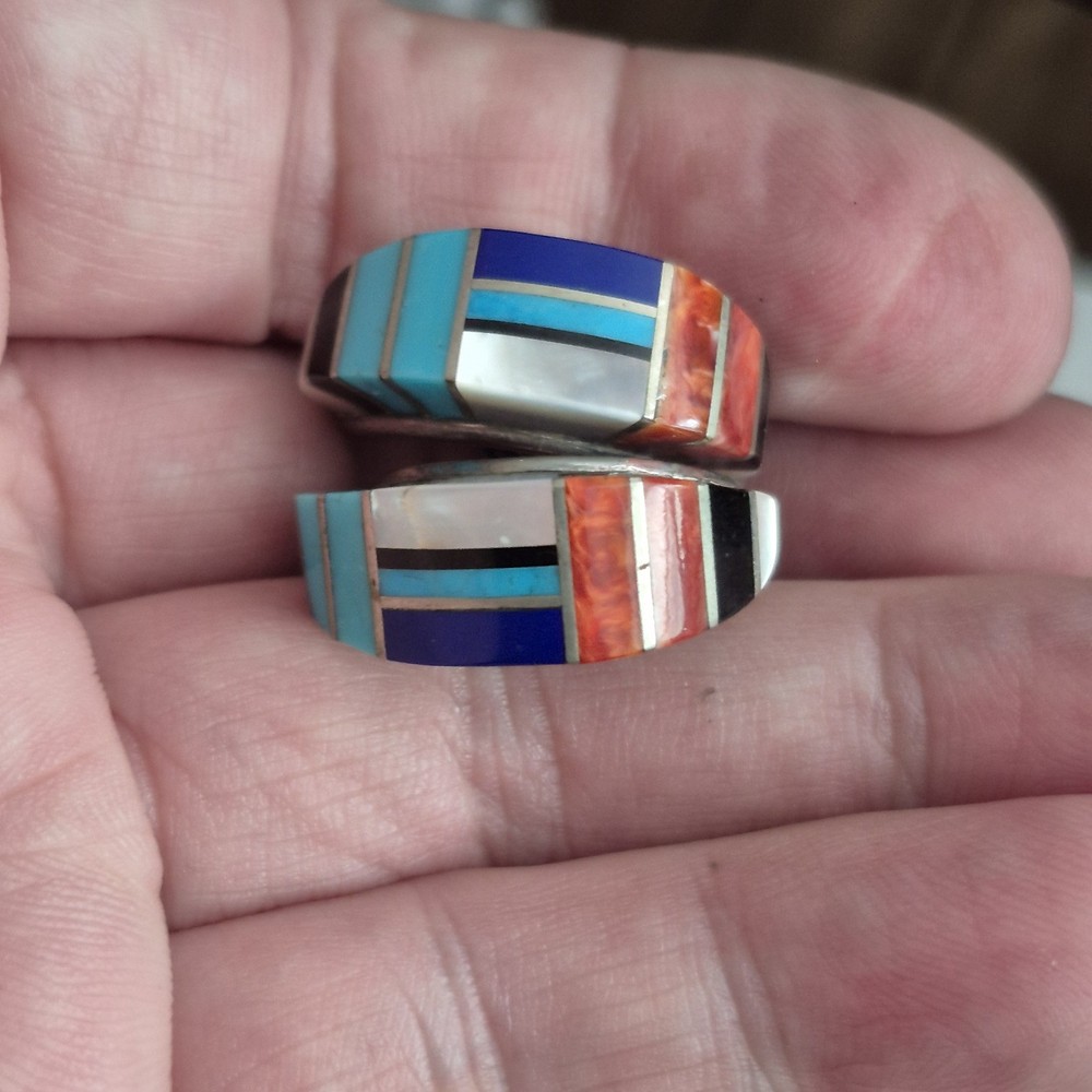 Native American Sterling Silver Earrings Multistone