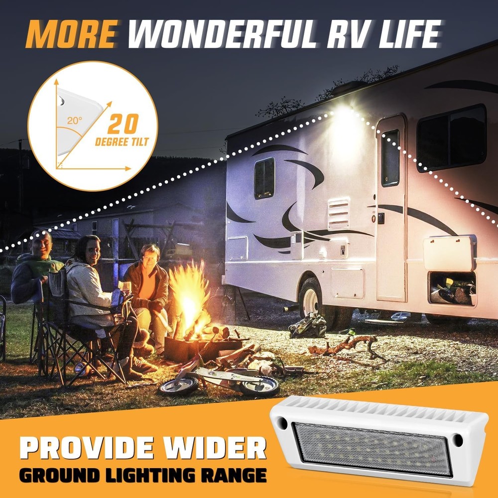 Nilight RV Exterior Light 2PCS 9 Inch Porch Lights Flood Beam 12V 24V LED