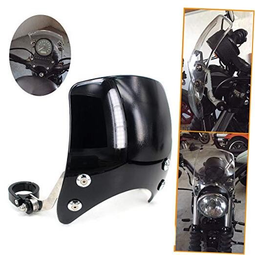 Windscreen 5" Round-Headlight Windshield 39-41mm Fork Mount Compatible Black