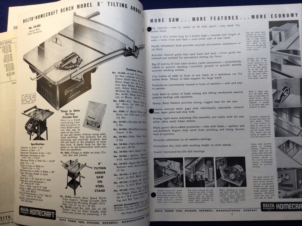 Vintage 1950 DELTA HOMECRAFT POWER TOOLS Catalog