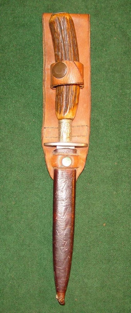 Vintage Possible German WWII Stag Handle Double Edge Boot Dagger -