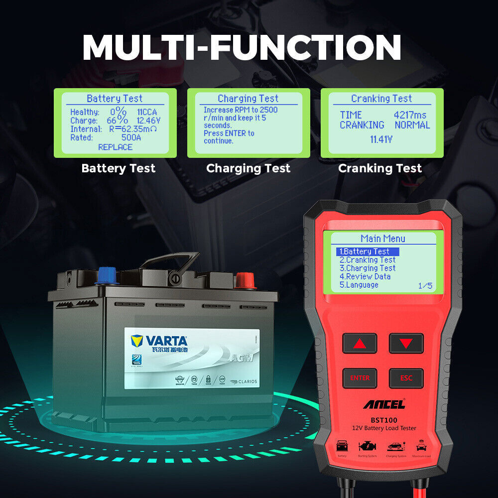 ANCEL BST100 12V Battery Tester Cranking Charging System Load Test Analyzer Tool