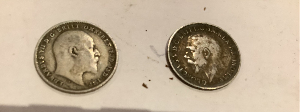 Edward V11 / George V / silver 3d Coins