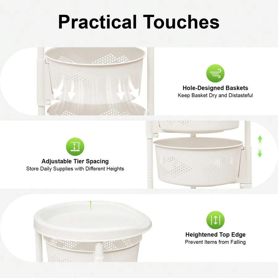 NEW Round Rotating Multi-Layer Kitchen Storage Shelf, Floor-Standing Fruit And