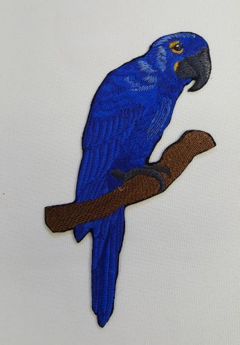 Hyacinth Macaw Embroidered Patch 3.7" x 6.8"