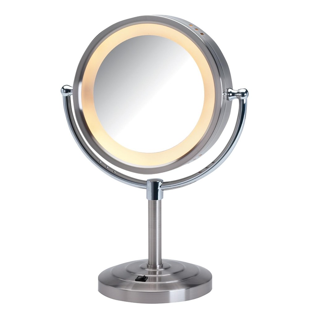 Lighted Tabletop Makeup Mirror - LED Lighted Vanity Mirror with 1X and 5X Mag...