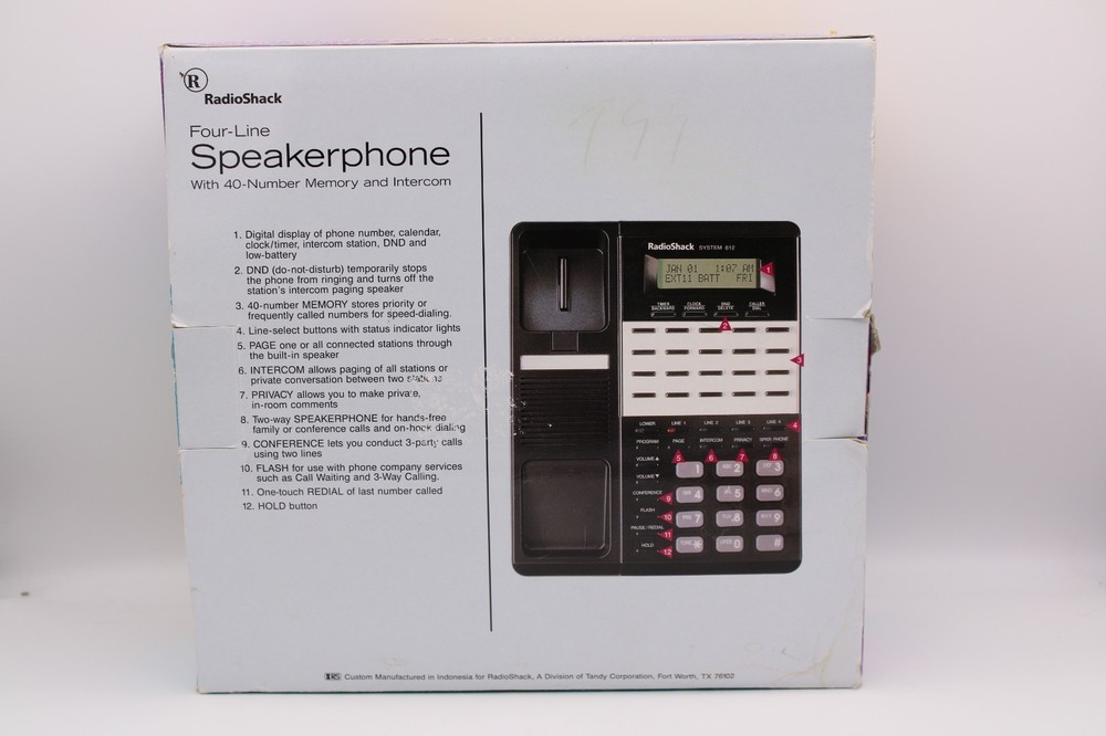 RadioShack Four-Line Speakerphone w/ 40 Number Memory and Intercom System 612