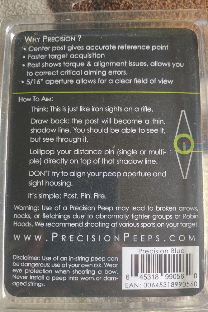 Precision Peeps Pro Peep Sight, Anti-Glare Interior String Perfect Aim